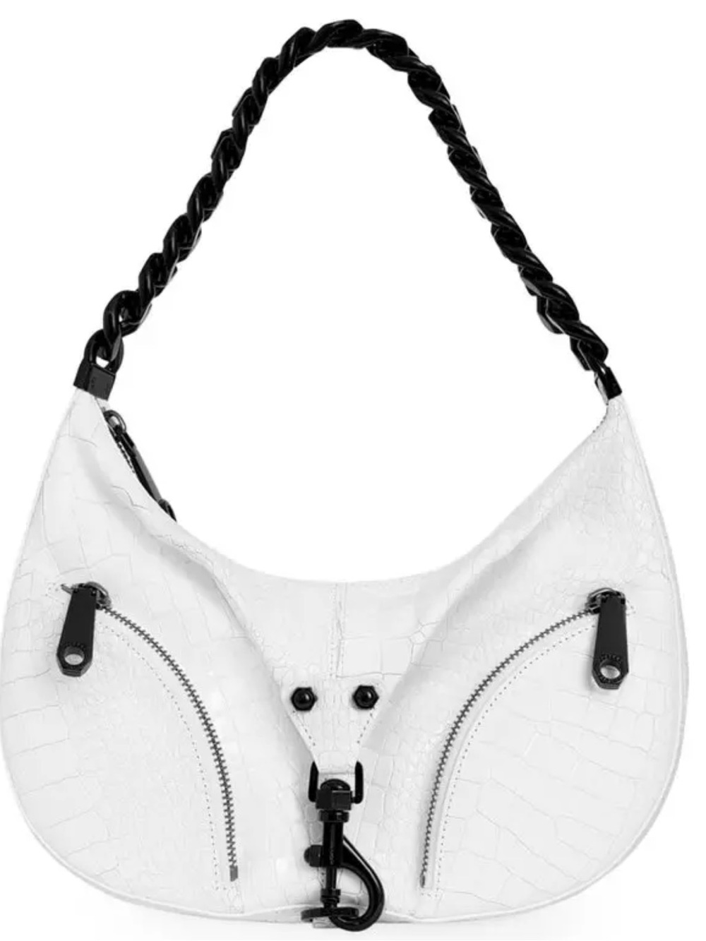Rebecca Minkoff Julian Croissant Croc-Embossed  Leather Shoulder Bag NWT